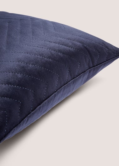 Navy Velvet Quilted Cushion