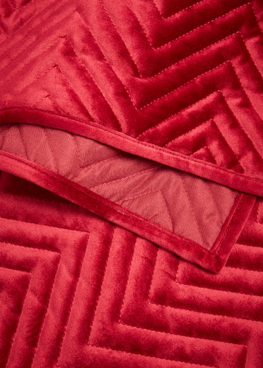 Red Velvet Quilted Bedspread (235cm x 235cm)