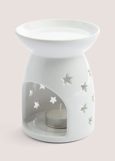 White Cut Out Christmas Tealight Holder (15cm)