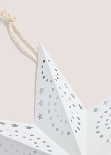 White Metal Medium Christmas Hanging Star (20cm x 40cm x 40cm)