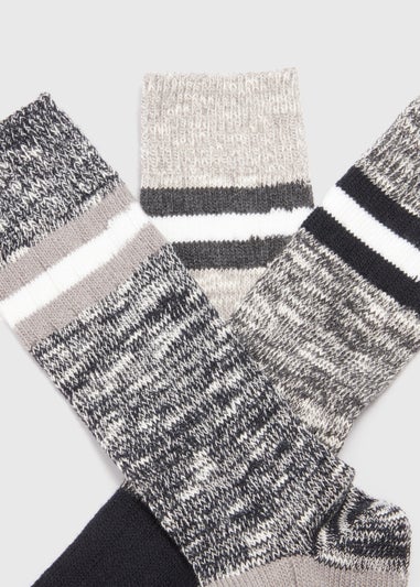 3 Pack Grey Stripe Thermal Socks