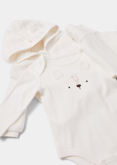 Baby 3 Piece Cream Fleece Jacket Bodysuit & Joggers Set (Newborn-23mths)