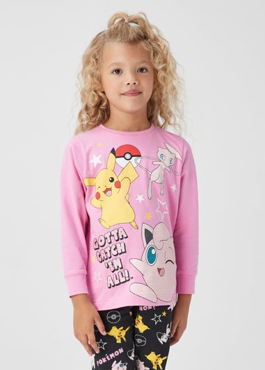 Kids Pink & Black Pokémon Jersey Pyjama Set (5-12yrs)