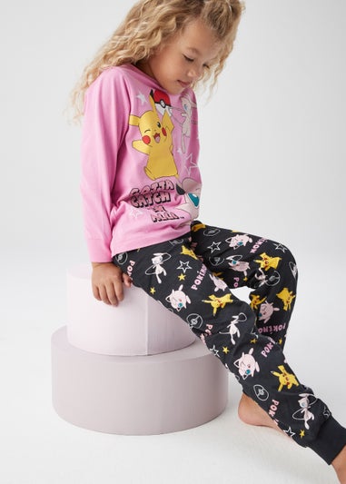 Kids Pink & Black Pokémon Jersey Pyjama Set (5-12yrs)