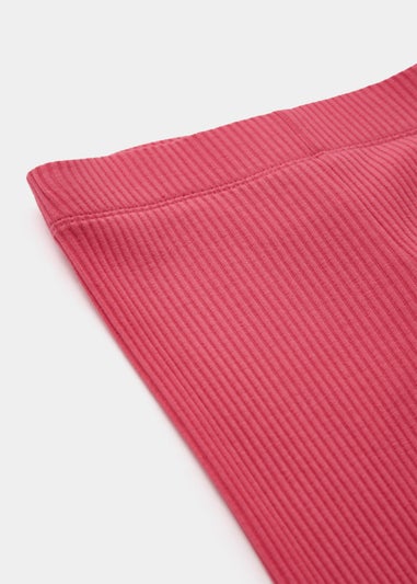 Girls Pink Ribbed Leggings (4-13yrs)