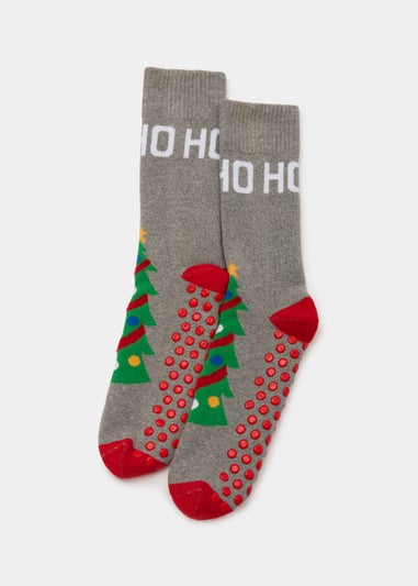 Green Tree Print Slipper Socks