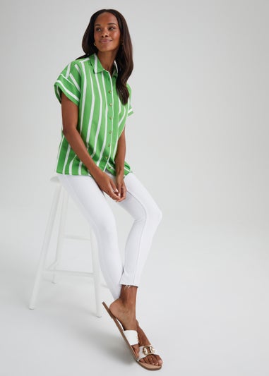 Green Stripe Short Sleeve Shirt