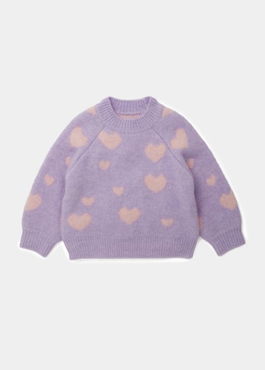 Girls Lilac Heart Jumper (9mths-6yrs)