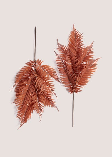 2 Pack Orange Fern Single Stems (85cm)