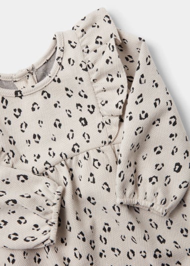 Girls Cream Leopard Print Ponte Dress (9mths-6yrs)