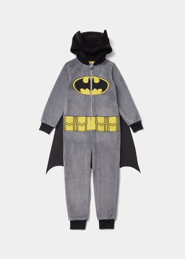 Kids Black DC Batman Fleece Onesie (3-9yrs)