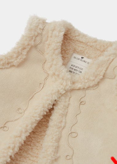 Girls Cream Borg Trim Gilet (9mths-6yrs)