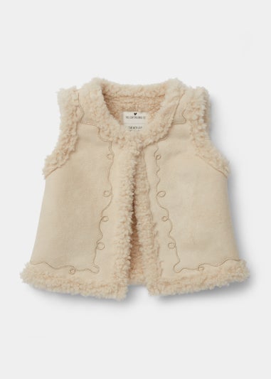 Girls Cream Borg Trim Gilet (9mths-6yrs)