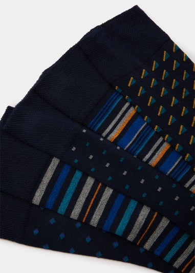 5 Pack Black Geo Flexi Top Socks