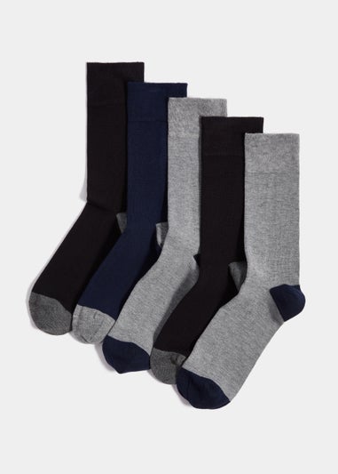 5 Pack Monochrome Flexi Top Socks - Matalan