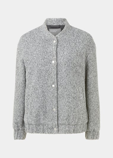 Grey Boucle Bomber Jacket