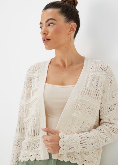 Ivory Pointelle Stitch Cardigan