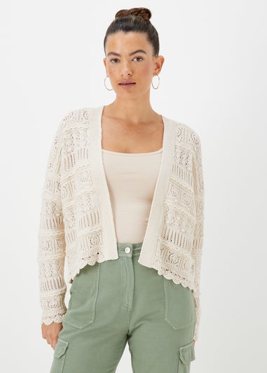 Ivory Pointelle Stitch Cardigan