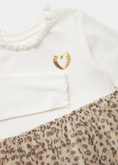 Girls Oatmeal Ribbed Mesh Tutu Dress (9mths-6yrs)