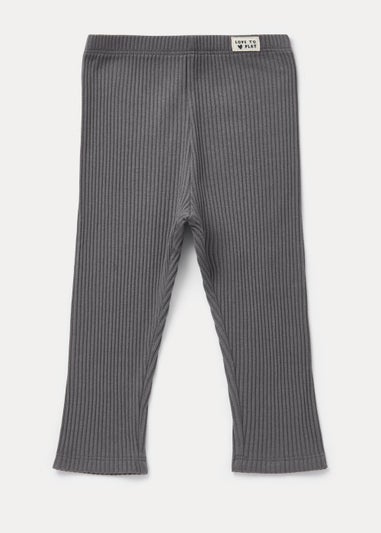 Girls Charcoal Ribbed Leggings (9mths-6yrs) - Matalan