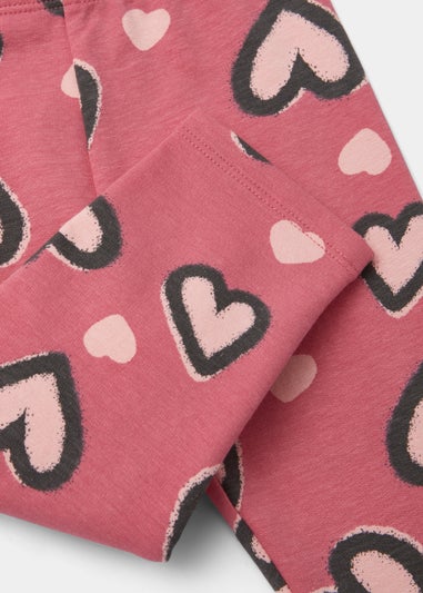 Girls Pink Heart Leggings (9mths-6yrs)