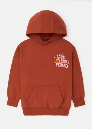 Girls Brown Kindness Slogan Hoodie (4-15yrs)