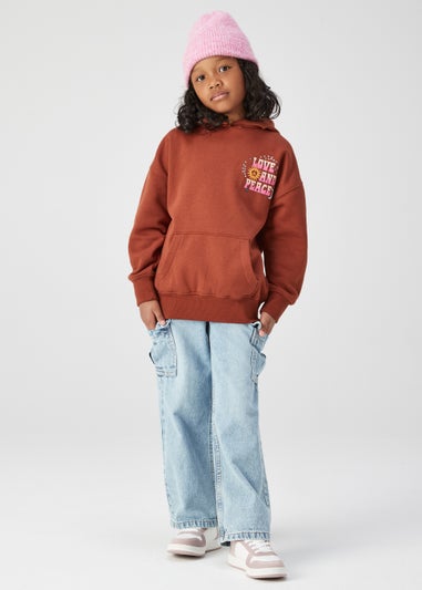 Girls Brown Kindness Slogan Hoodie (4-15yrs)