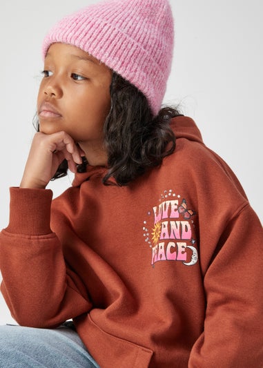 Girls Brown Kindness Slogan Hoodie (4-15yrs)