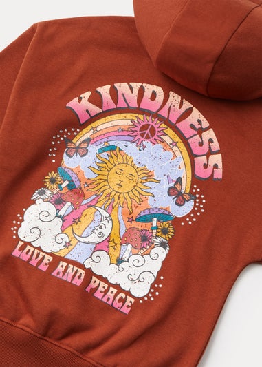 Girls Brown Kindness Slogan Hoodie (4-15yrs)