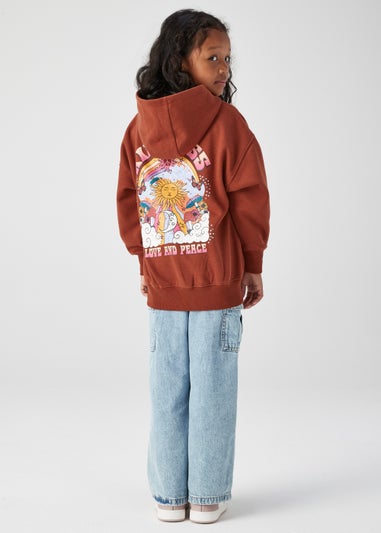 Girls Brown Kindness Slogan Hoodie (4-15yrs)