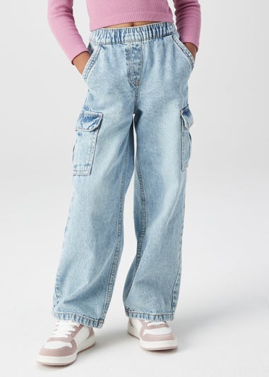 MATALAN Girls Blue Jeans Adjustable Waist Trousers Pants 62% Cotton 8-9  Years | eBay