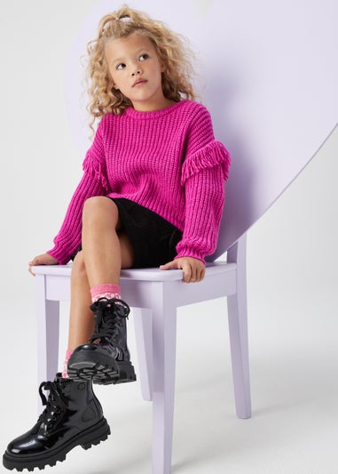 Girls Purple Fringe Jumper (4-13yrs)