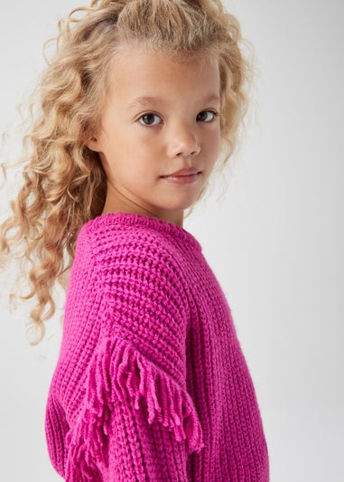 Girls Purple Fringe Jumper (4-13yrs)