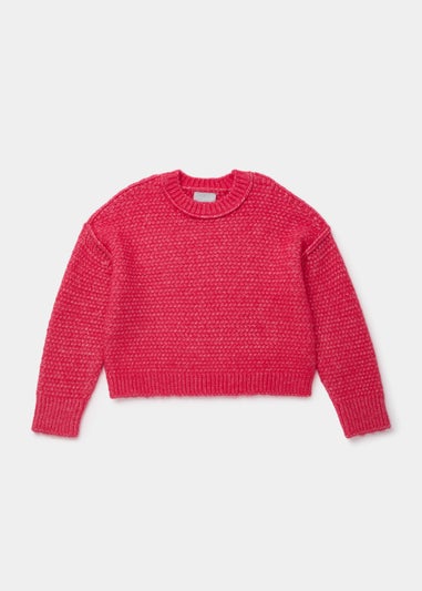 Girls Pink Two Tone Jumper (4-13yrs)