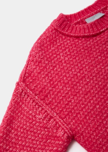 Girls Pink Two Tone Jumper (4-13yrs)