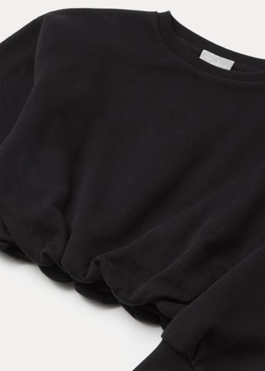 Girls Black Elasticated Sweatshirt (7-15yrs)