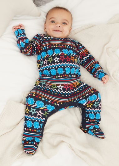 Baby Alder Hey Navy Jersey Sleepsuit (Tiny Baby-9mths)