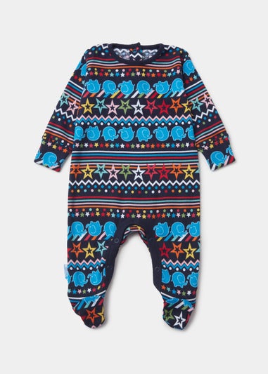 Baby Alder Hey Navy Jersey Sleepsuit (Tiny Baby-9mths)