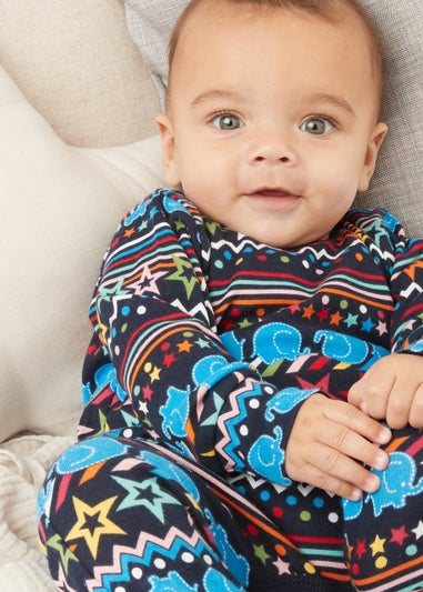 Baby Alder Hey Navy Jersey Sleepsuit (Tiny Baby-9mths)