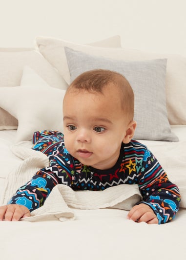 Baby Alder Hey Navy Jersey Sleepsuit (Tiny Baby-9mths)