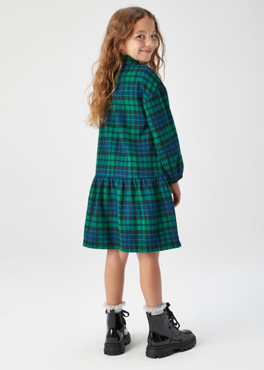 Girls Green Check Dress (4-13yrs)