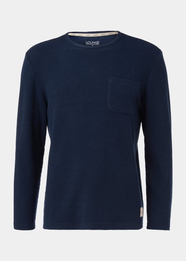 Navy Waffle Long Sleeve Lounge Top