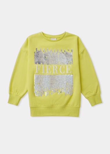 Girls Lime Fierce Embroidered Sweatshirt (4-15yrs)