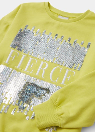 Girls Lime Fierce Embroidered Sweatshirt (4-15yrs)