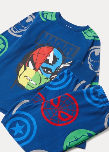 Kids Navy Marvel Faces Pyjama Set (3-12yrs)