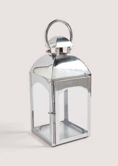 Small Silver Lantern (13cm x 12cm x 31cm)