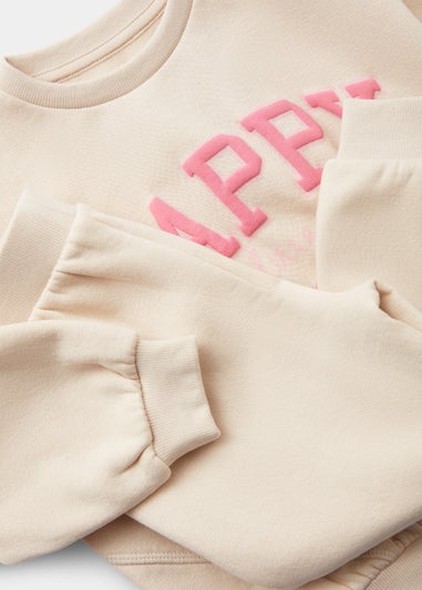 Girls Cream Happy Sweatshirt & Joggers Set (9mths-6yrs)