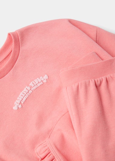 Girls Pink Positive Vibes Sweatshirt & Joggers Set (9mths-6yrs)