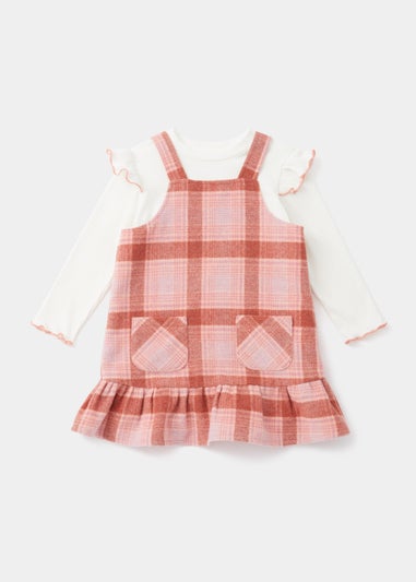 Girls Pink Check Pinafore & Top Set (9mths-6yrs)