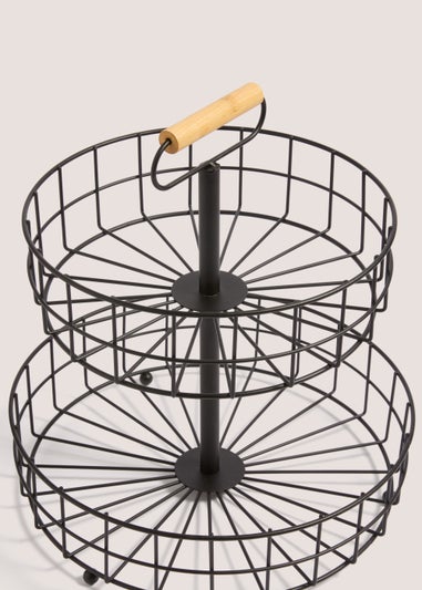 Black Wire Two Tier Round Basket